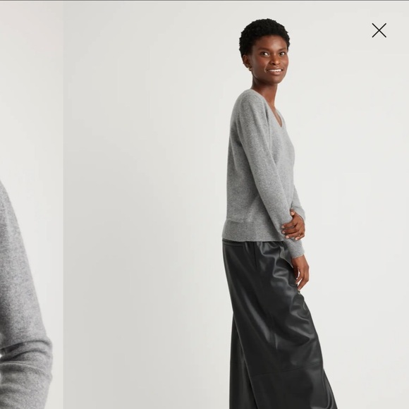 Quince Mongolian Cashmere V Neck Sweater in Grey - Picture 3 of 9